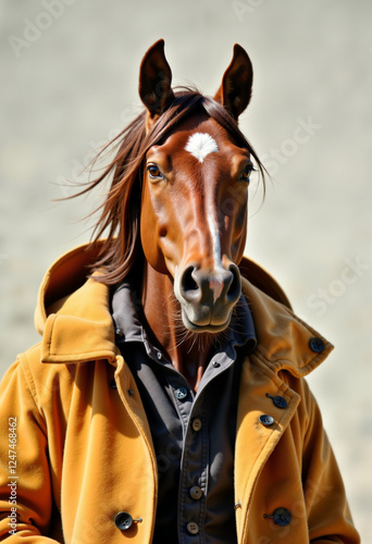 Stylish horse modeling trendy outfit in urban setting, fashion statement photo