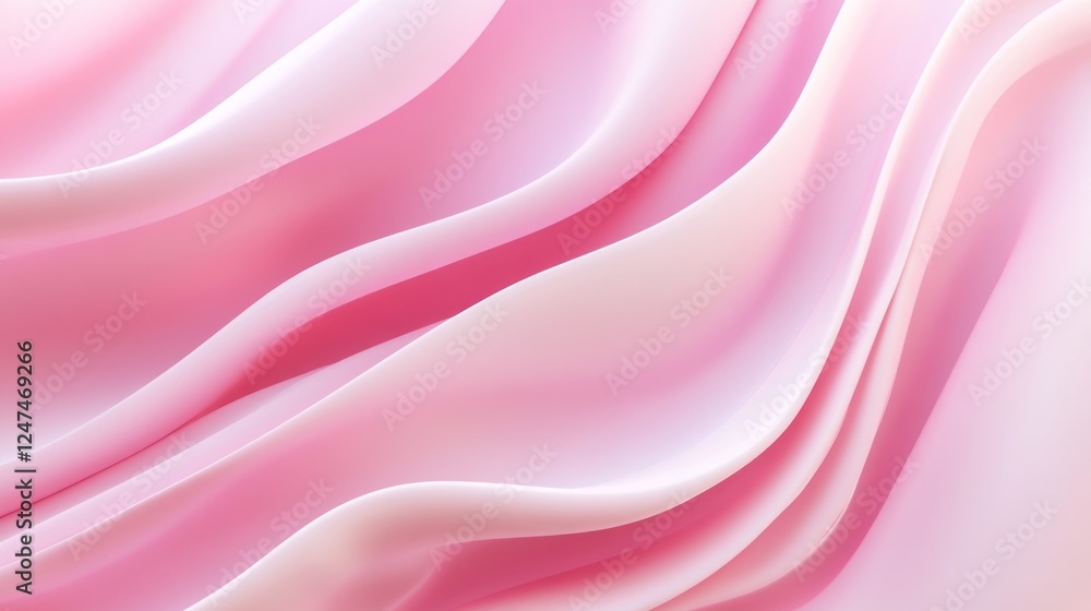 Fototapeta premium Pink silk fabric waves, soft folds, studio backdrop, design texture