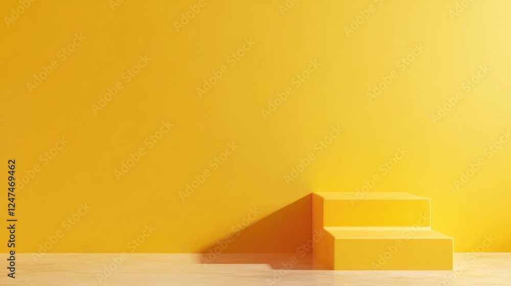 Yellow studio steps minimal product display background Yellow studio steps minimal product display background