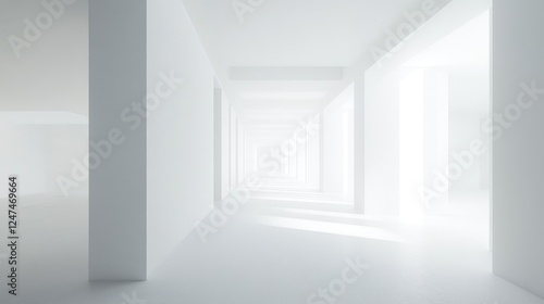 Wallpaper Mural White hallway perspective, sunlight, modern architecture, interior design, background Torontodigital.ca