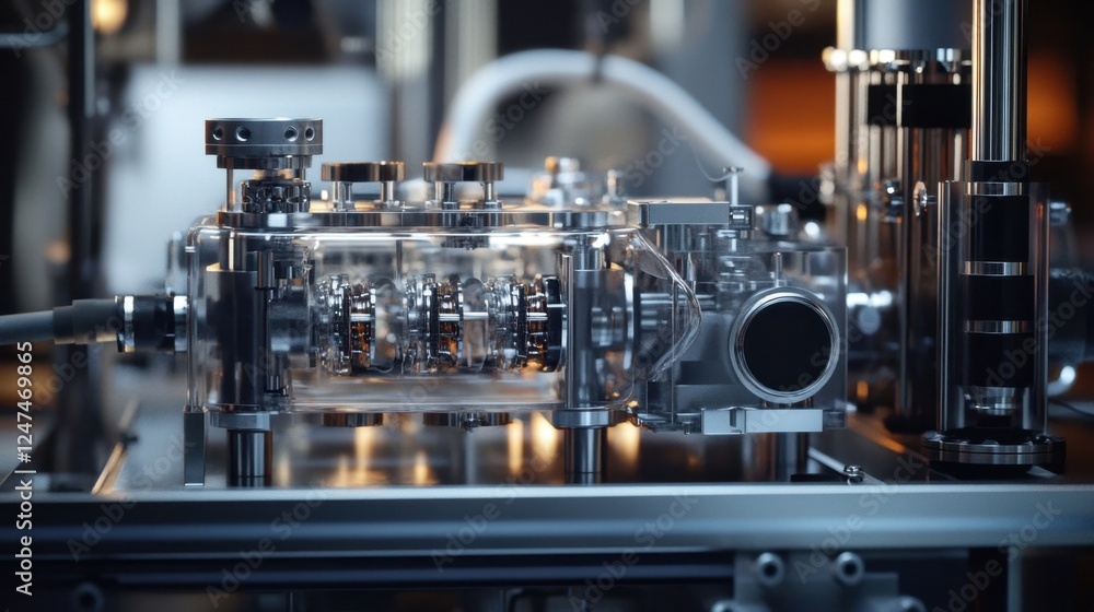 Cutting edge scientific equipment displayed in a modern laboratory, showcasing intricate machinery and precise engineering. The setup highlights innovation and technology in scientific research Cutting edge scientific equipment displayed in a modern laboratory, showcasing intricate machinery and precise engineering. The setup highlights innovation and technology in scientific research