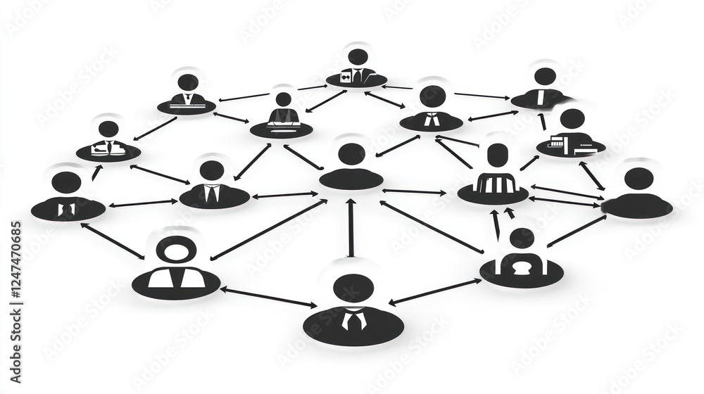 Global network connection; teamwork, collaboration, communication; white background; business concept