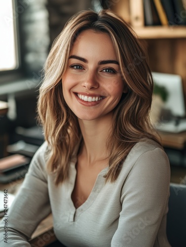 Smiling Woman in Office Setting