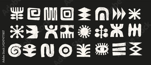 Hand drawn African, Mexican, Aztecs tribal elements collection
