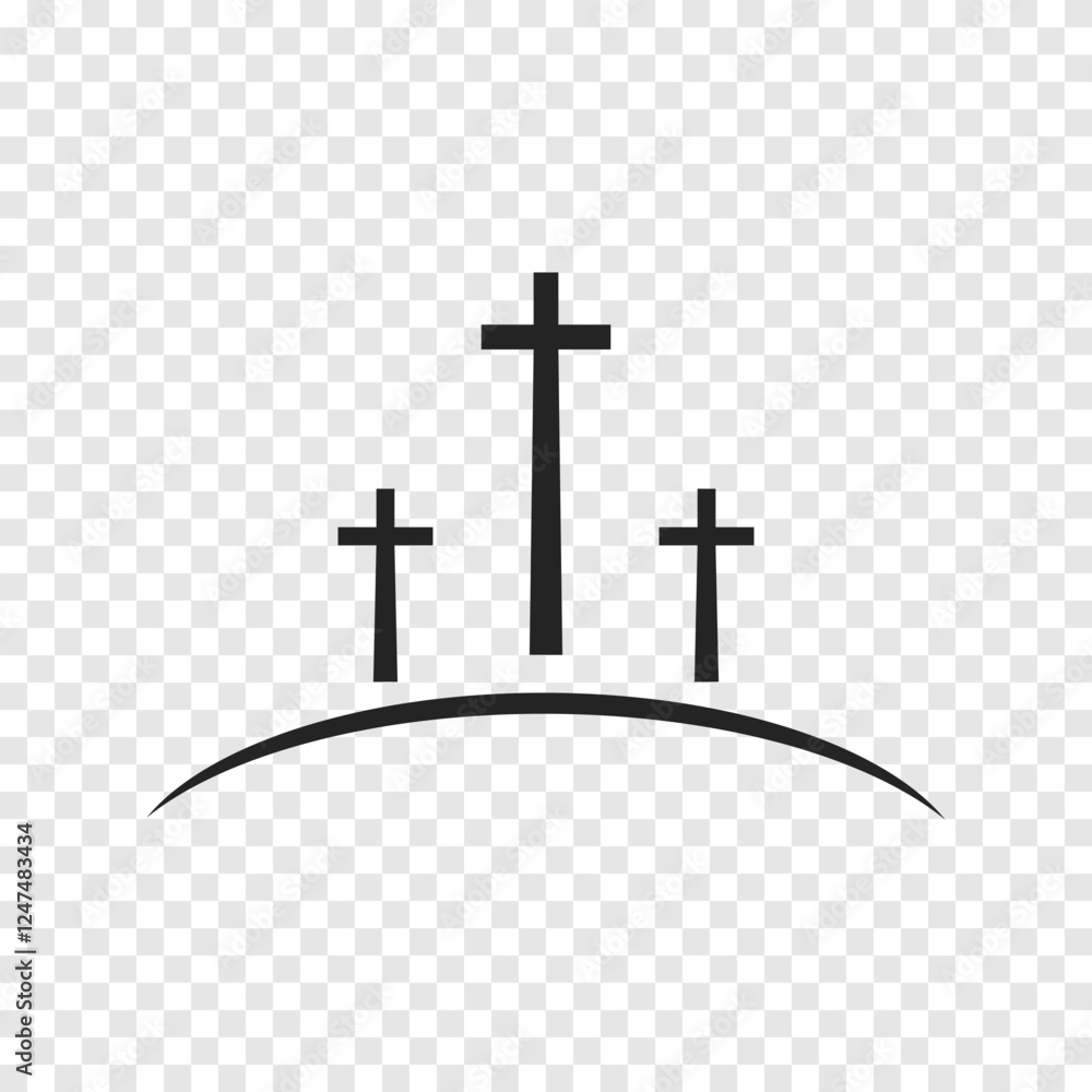 Cross symbol. Three crosses. Calvary. Vector.