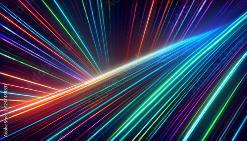 Laser beams diagonal beams of light on a dark background. Colorful light paths with movement effect graphic resource