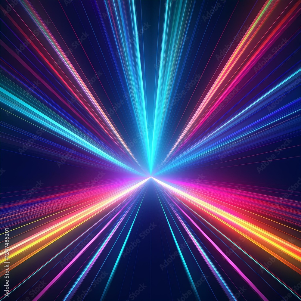 Obraz premium Laser beams diagonal beams of light on a dark background. Colorful light paths with movement effect graphic resource
