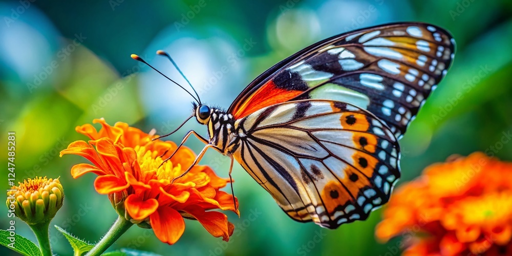 Obraz premium Vibrant Butterfly on Orange Flower - Nature Stock Photo