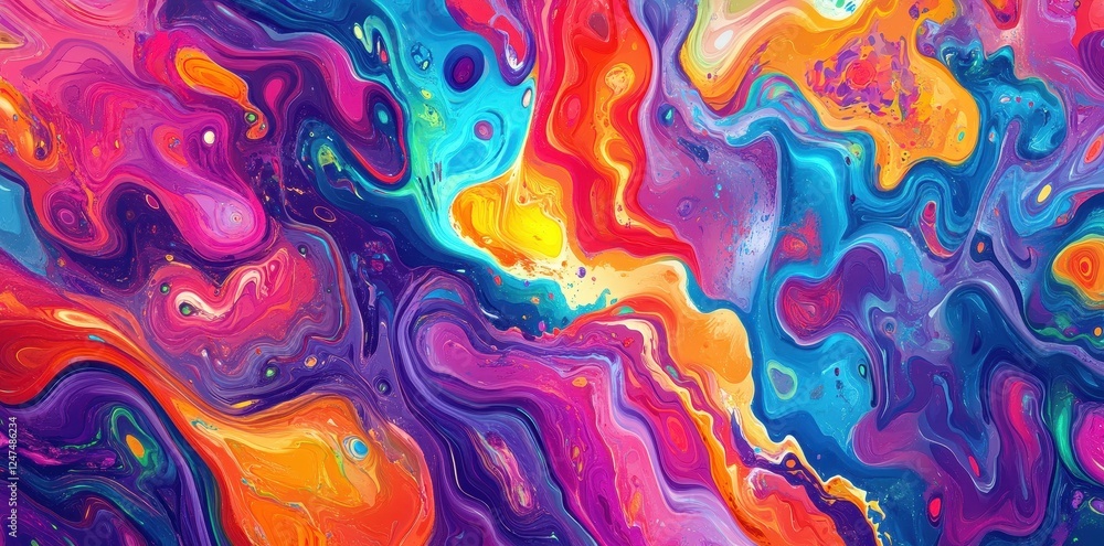 Abstract swirl of vibrant colorful paint creates a fluid design Abstract swirl of vibrant colorful paint creates a fluid design