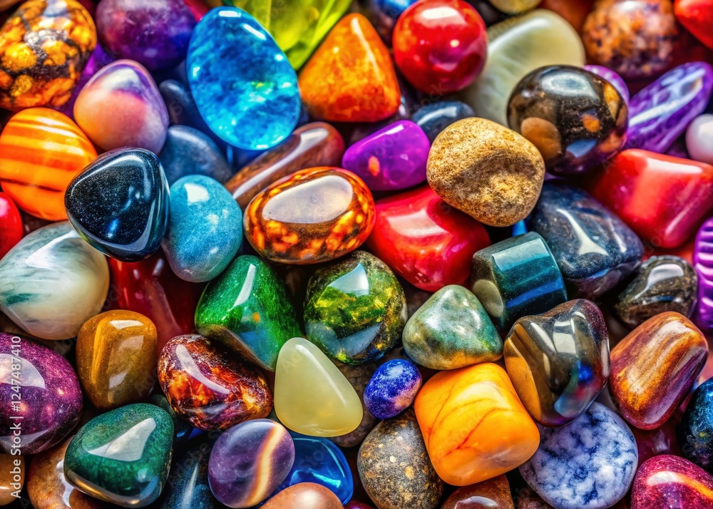 Vibrant Polished Gemstones & Rocks Texture Background - Colorful Stone Art Vibrant Polished Gemstones & Rocks Texture Background - Colorful Stone Art