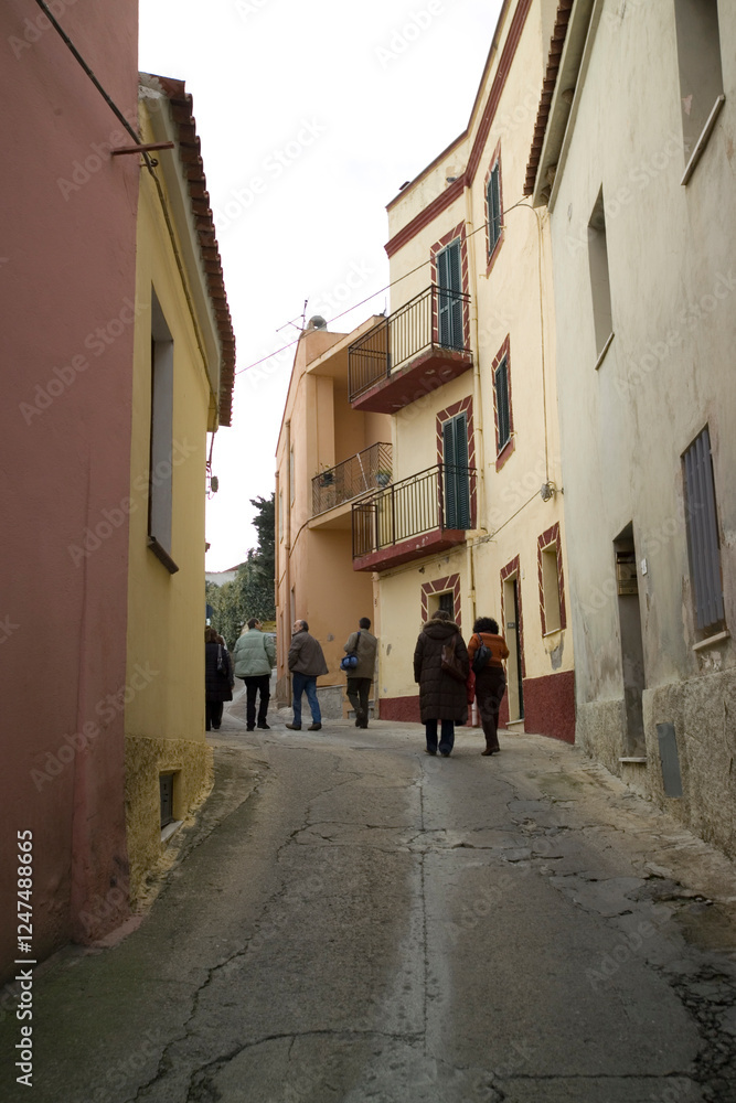 Posada old town in Sardinia (Nuoro), homes in the historic center. Sardinia. Italy Posada old town in Sardinia (Nuoro), homes in the historic center. Sardinia. Italy