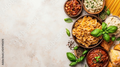 Wallpaper Mural Italian pasta ingredients, cooking background Torontodigital.ca