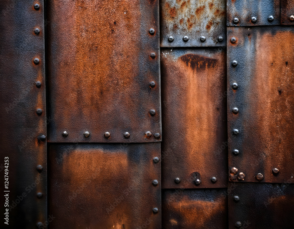 Fototapeta premium Grunge rusty orange brown metal corten steel stone background texture. Rusty iron plate texture background