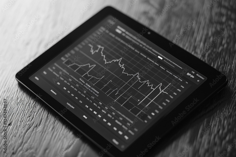Income growth graph on a digital tablet Income growth graph on a digital tablet