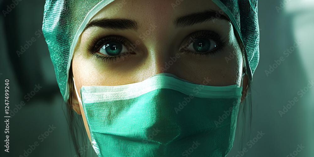 Female Surgeon in Operating Room with Detailed Equipment Female Surgeon in Operating Room with Detailed Equipment