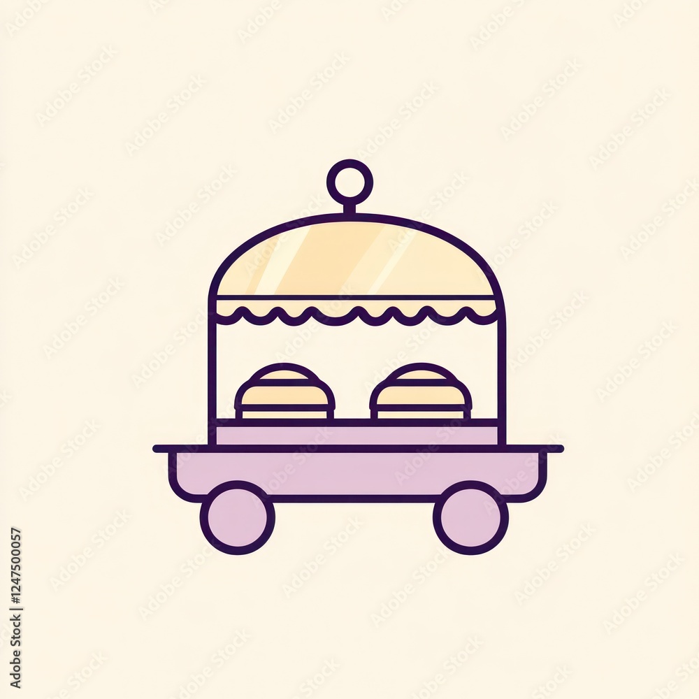 Dessert on cart icon for catering and sweet treat menu for kids in background Dessert on cart icon for catering and sweet treat menu for kids in background