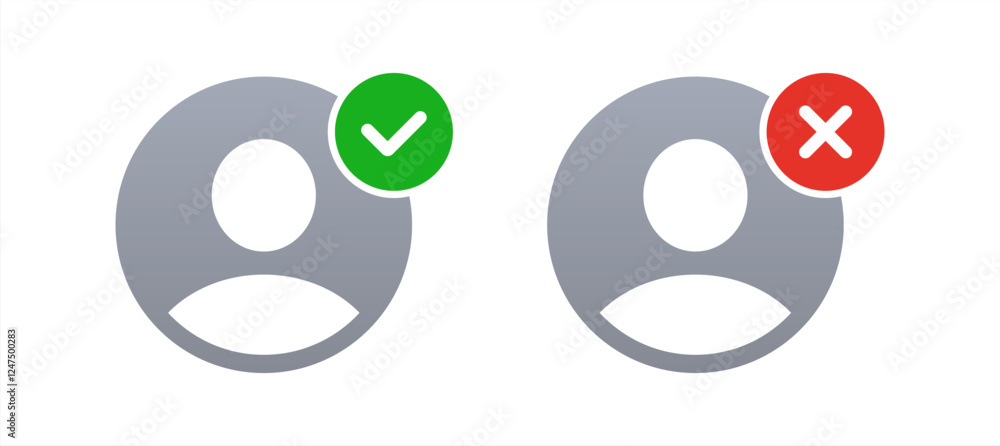 Verified user account sign icon vector design, vector icons. Verified user account sign icon vector design, vector icons.