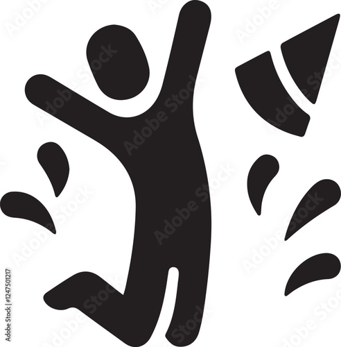 An illustration of a stickman happily celebrating a party
