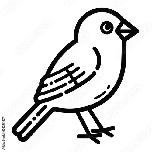 Small Sparrow Bird Outline Icon Isolated On White Background