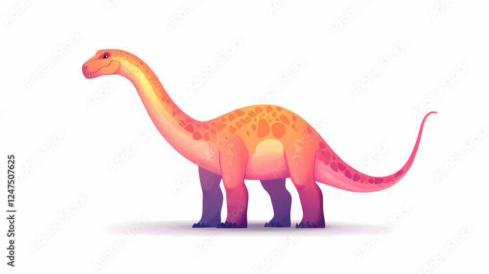 Brachiosaurus isolated on a transparent background. Mythical Beasts. Illustration