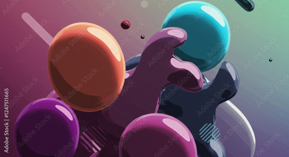 Fototapeta premium Abstract liquid shapes with vibrant colors and dynamic motion effects