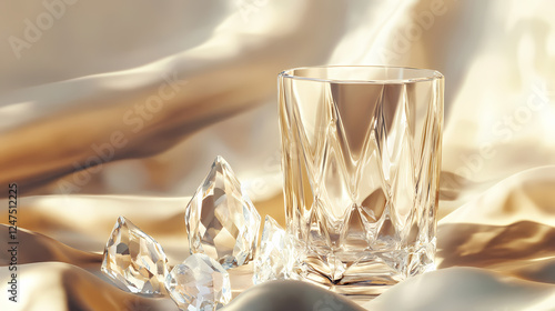 Vintage crystal glass on a neutral background. Glass & Crystal Structures. Illustration