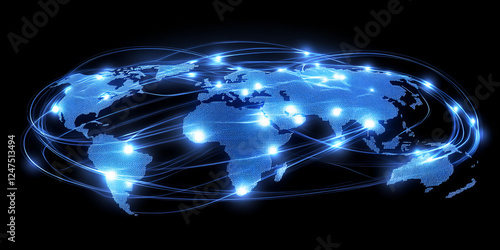 Global Internet Usage Infographic with Digital Data Visualization and Network Connectivity photo