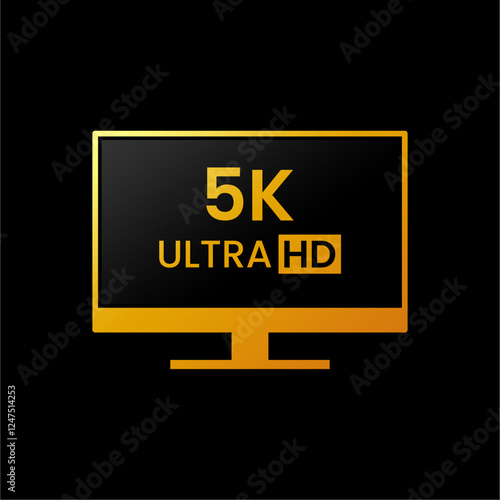 Monitor Screen Resolution 5k Ultra HD icon. Perfect for Computer Screen Size Information Label on your product