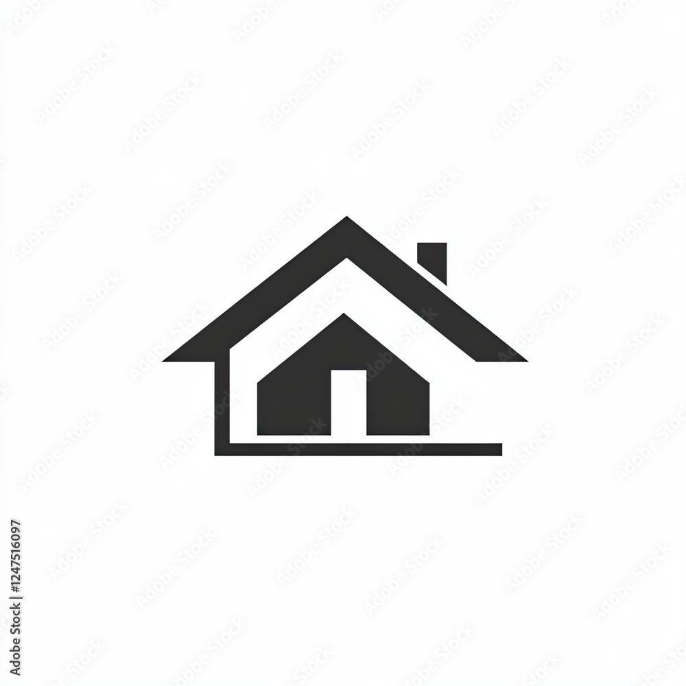 Simple minimalist house icon, black silhouette on white background, home symbol. Simple minimalist house icon, black silhouette on white background, home symbol.