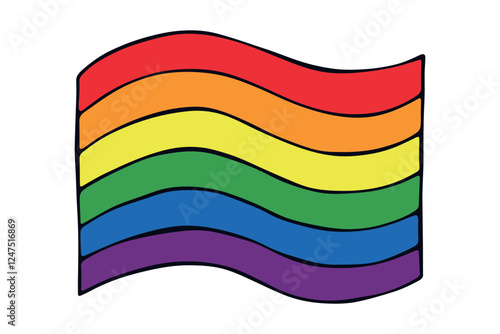 Colorful Gay pride flag Happy pride day LGBTQ community Pride Month Vector hand drawn doodle for posters, stickers, logo, cards