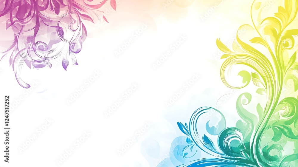 Rainbow floral design, blank space, background blur, invitation card Rainbow floral design, blank space, background blur, invitation card