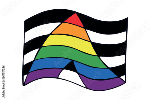 Colorful Straight ally pride flag Happy pride day LGBTQ community Pride Month Vector hand drawn doodle for posters, stickers, logo, cards