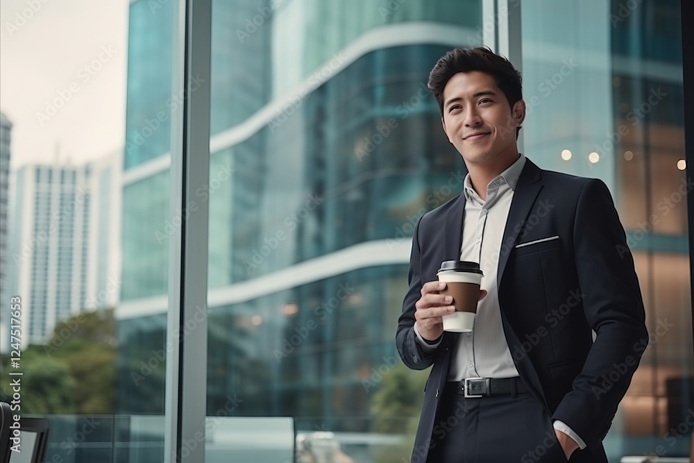 Portrait of a handsome asian businessman holding a cup of coffee Portrait of a handsome asian businessman holding a cup of coffee