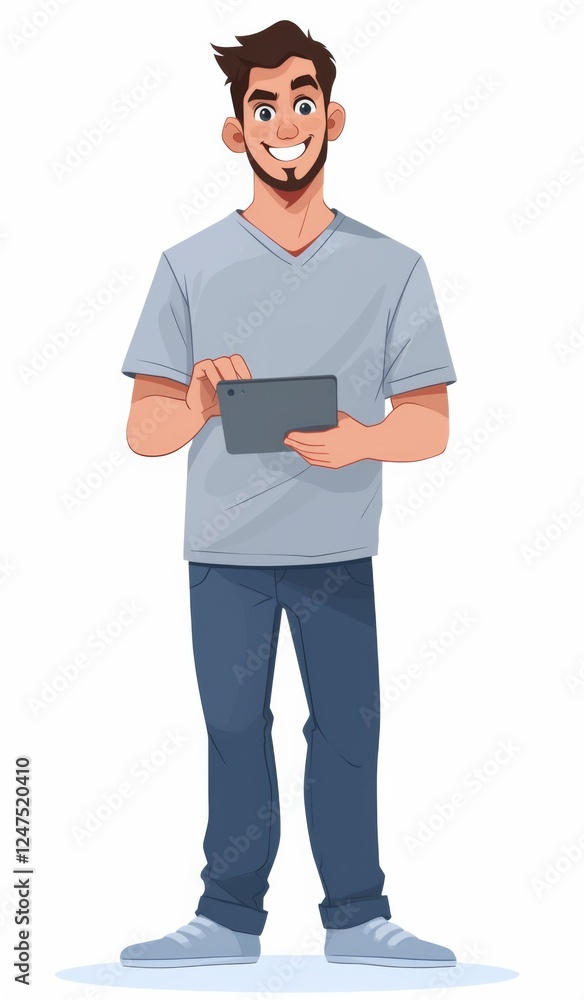 Happy man holding a tablet, smiling Happy man holding a tablet, smiling