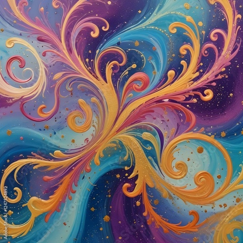 Acrylic Paint Swirls with Glitter Abstract paint