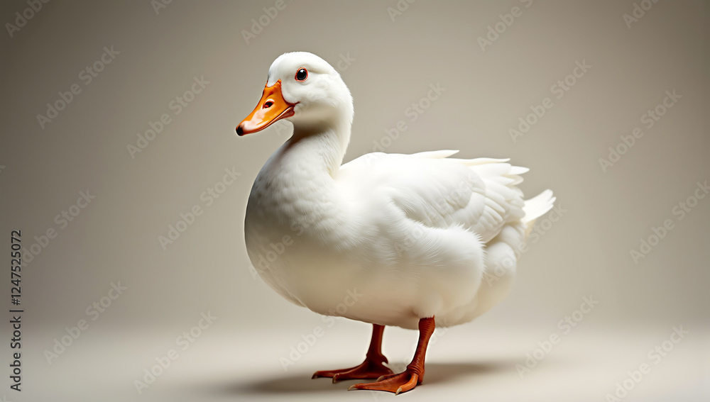 Elegant Pekin Duck Portrait with Soft Studio Background - Generative AI Elegant Pekin Duck Portrait with Soft Studio Background - Generative AI