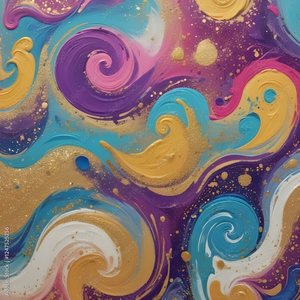 Acrylic Paint Swirls with Glitter Abstract paint