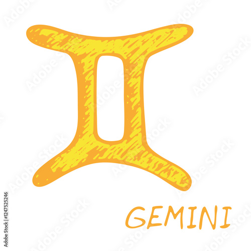 Hand drawn gemini zodiac sign Esoteric symbol doodle Astrology clipart Element for design