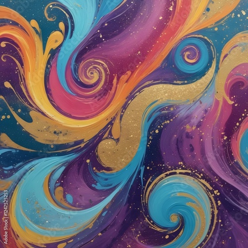 Acrylic Paint Swirls with Glitter Abstract paint