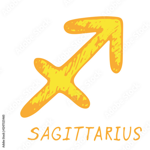 Hand drawn sagittarius zodiac sign Esoteric symbol doodle Astrology clipart Element for design