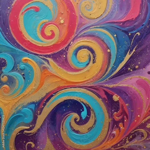 Acrylic Paint Swirls with Glitter Abstract paint