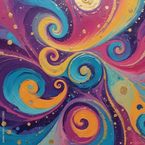 Acrylic Paint Swirls with Glitter Abstract paint