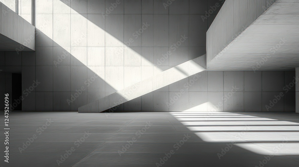 Fototapeta premium Sunlit Modern Concrete Interior Architecture Design