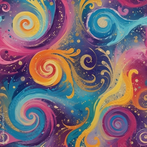 Acrylic Paint Swirls with Glitter Abstract paint