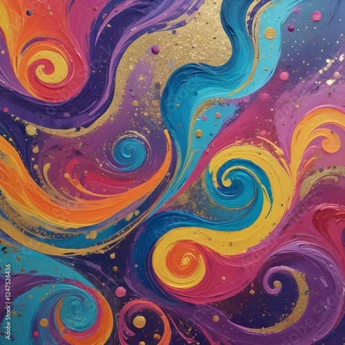 Acrylic Paint Swirls with Glitter Abstract paint