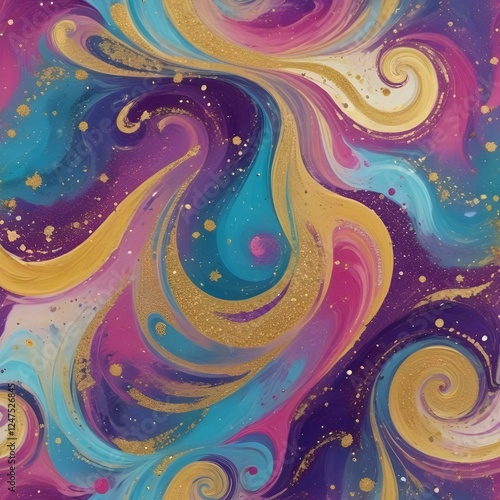 Acrylic Paint Swirls with Glitter Abstract paint