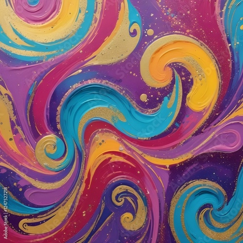 Acrylic Paint Swirls with Glitter Abstract paint