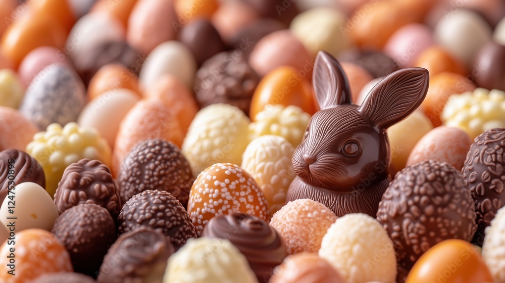 Celebrate Easter with an extravagant chocolate display featuring bunnies and eggs Celebrate Easter with an extravagant chocolate display featuring bunnies and eggs