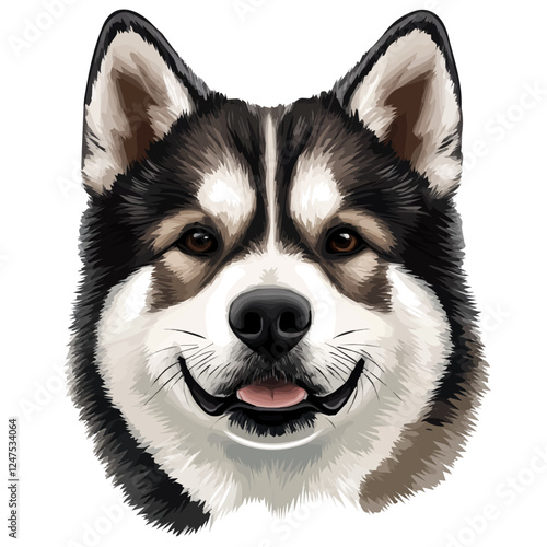 Akita Head – Powerful Watercolor Vector Illustration for Creative Projects  
