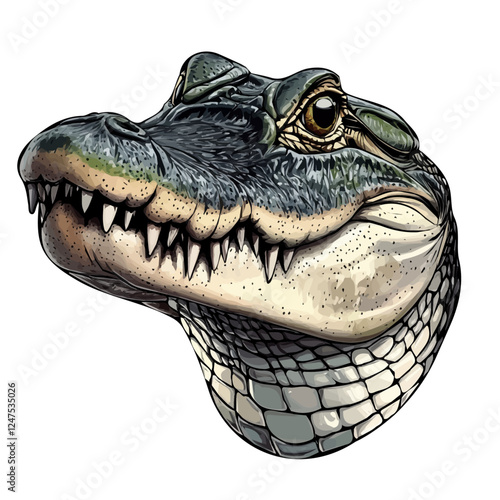 Alligator Head – Bold Watercolor Vector Illustration for Creative Designs  
